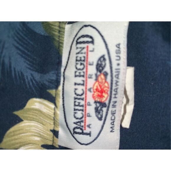 Pacific Legend Blue Hawaiian Button Down Shirt Medium - Picture 4 of 5